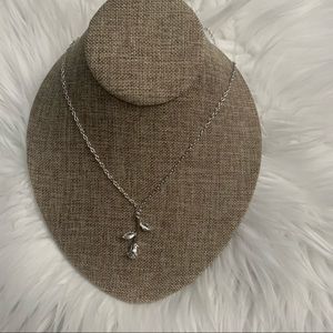 NIP Rose & stem silver tone necklace